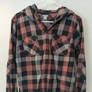 Carhartt Hooded Flannel Button Down Shirt - Women's M